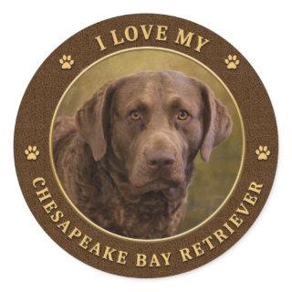 I Love My Chesapeake Bay Retriever Round Stickers