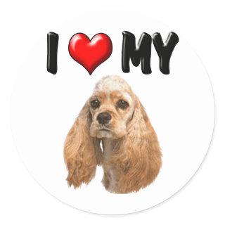I Love My Cocker Spaniel Classic Round Sticker