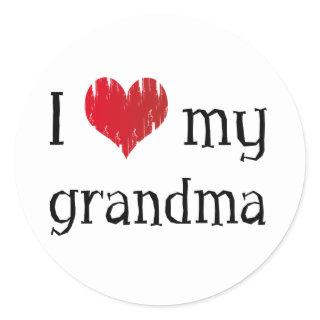 I love my grandma classic round sticker