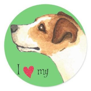 I Love my Jack Russell Terrier Classic Round Sticker