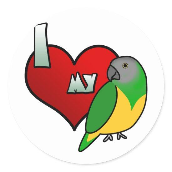 I Love my Senegal Parrot Classic Round Sticker