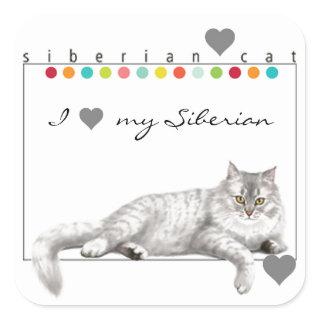 I Love My Siberian Cat Stickers