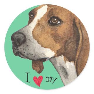 I Love my Treeing Walker Classic Round Sticker