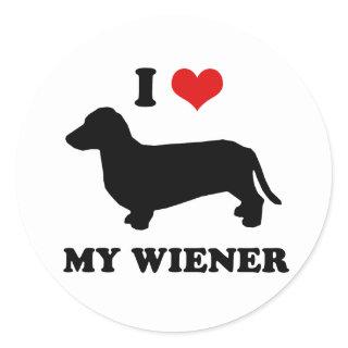 I love my wiener classic round sticker