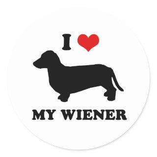 I love my wiener classic round sticker
