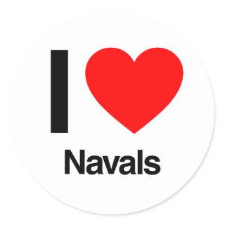 i love navals classic round sticker