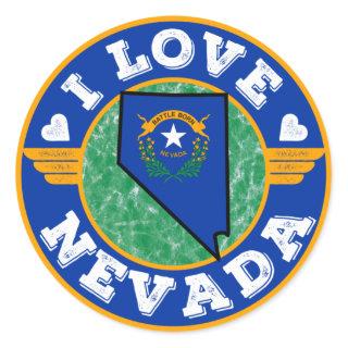 I Love Nevada State Map and Flag Classic Round Sticker