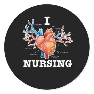 I Love Nursing Heart Anatomy Medical Classic Round Sticker