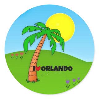 I Love Orlando, Palm Trees and Sunshine, Classic Round Sticker