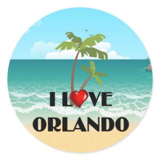 I Love Orlando, tropical design, Classic Round Sticker