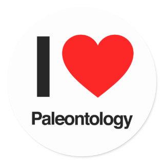 i love paleontology classic round sticker