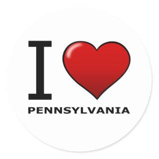 I LOVE PENNSYLVANIA CLASSIC ROUND STICKER