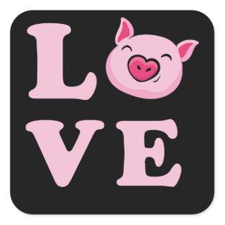I Love Pigs Funny Pig Lover Square Sticker