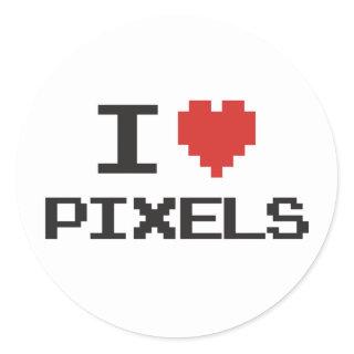 I love pixels pixelated heart retro 8bit gamer classic round sticker