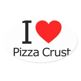 I Love Pizza Crust Oval Sticker