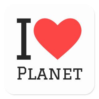 I love planet square sticker