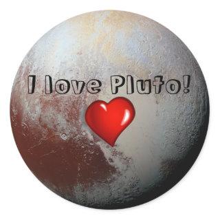 I love Pluto red heart Classic Round Sticker