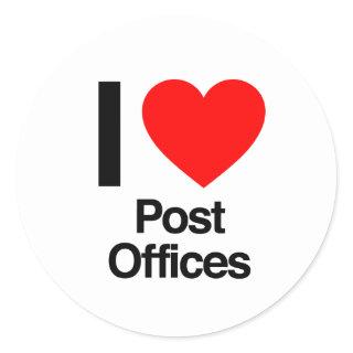 i love post offices classic round sticker
