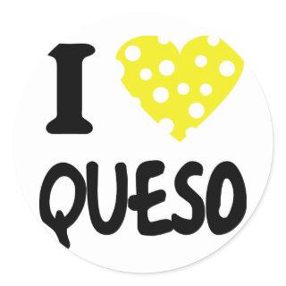 I love queso icon classic round sticker