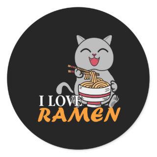I Love Ramen Noodles Classic Round Sticker