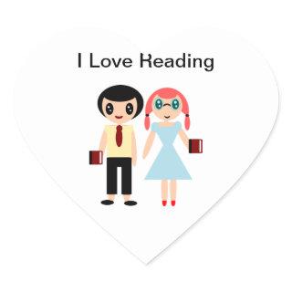 I Love Reading Heart Sticker