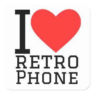 I love retro phone square sticker