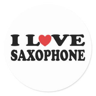 I Love Saxophone Classic Round Sticker