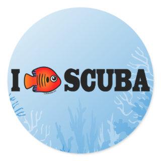 I Love Scuba Classic Round Sticker