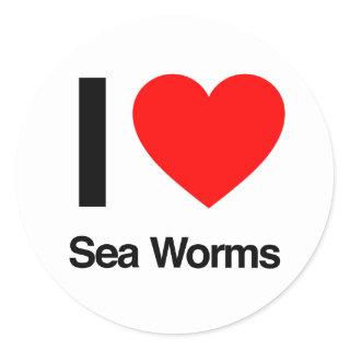 i love sea worms classic round sticker