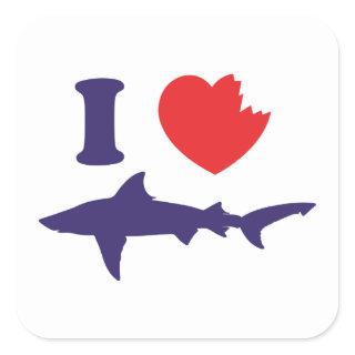 I Love Sharks Square Sticker