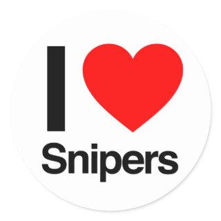 i love snipers classic round sticker