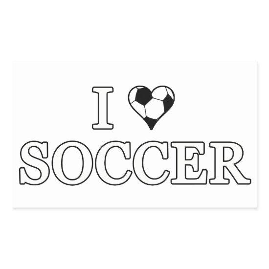 I Love Soccer Rectangular Sticker