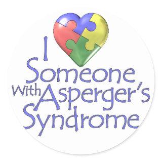 I Love Someone With Asperger's Classic Round Sticker