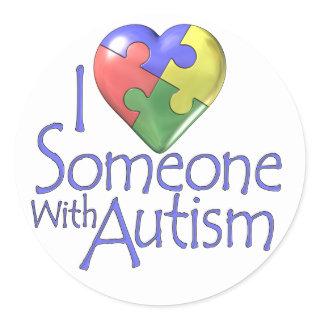 I Love Someone With Autism Classic Round Sticker