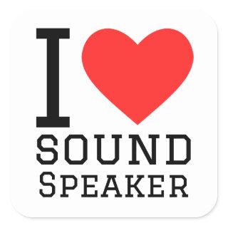 I love sound speaker square sticker