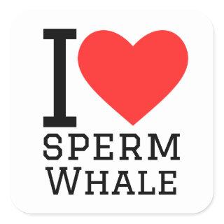 I love sperm whale square sticker
