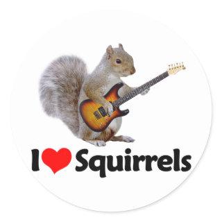 I Love Squirrels Classic Round Sticker