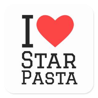 I love star pasta square sticker