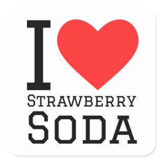 I love strawberry soda square sticker