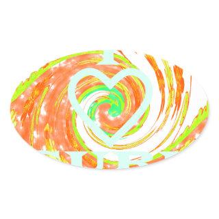I Love Surf: Beautiful Floral with Cool Text Art  Oval Sticker