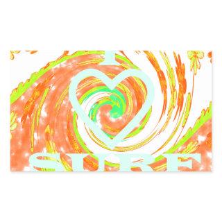 I Love Surf: Beautiful Floral with Cool Text Art  Rectangular Sticker
