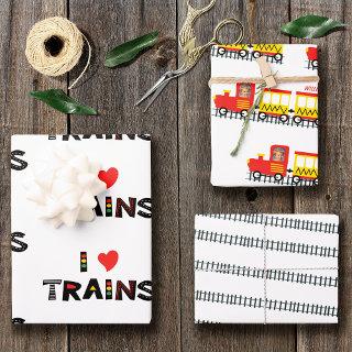 I Love Trains Kids Photo and Name Pattern Party  Sheets