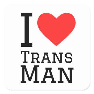 I love trans man square sticker
