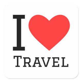 I love travel square sticker