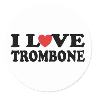 I Love Trombone Classic Round Sticker