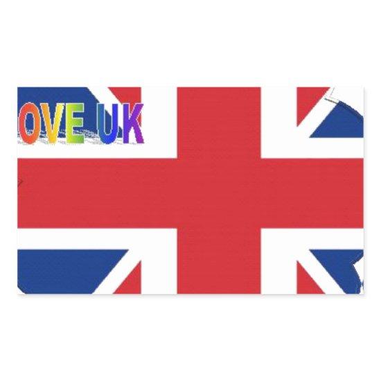 I Love UK Art Print Rectangular Sticker