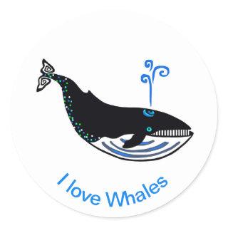 I love WHALES - Endangered ocean animal - Classic Round Sticker