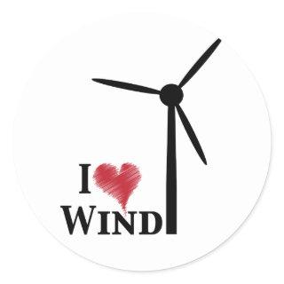 i love wind energy classic round sticker