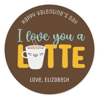 I Love You A Latte Funny Pun Cute Valentine's Day Classic Round Sticker