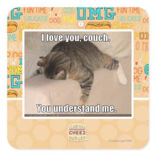 I love you, couch. square sticker